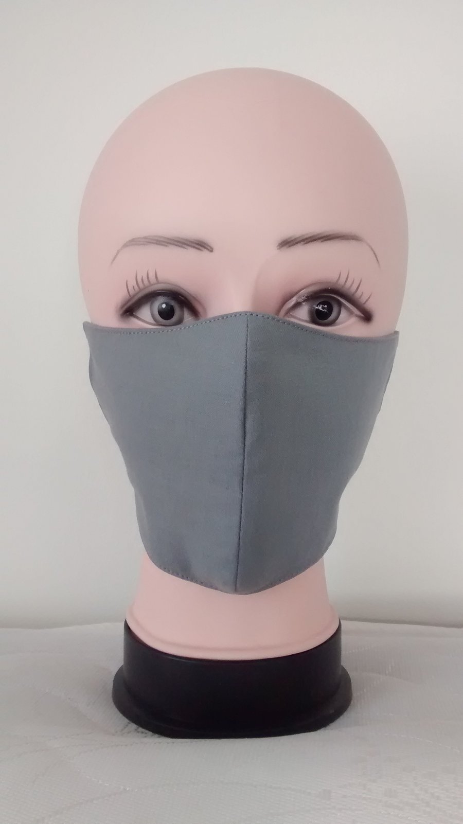 Handmade 3 layers light grey reusable adult face mask