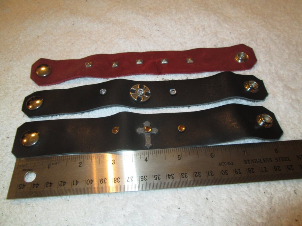 Bundle of (3) Decorative Leather Wristbands (7.5" circ) - FREE SHIPPING