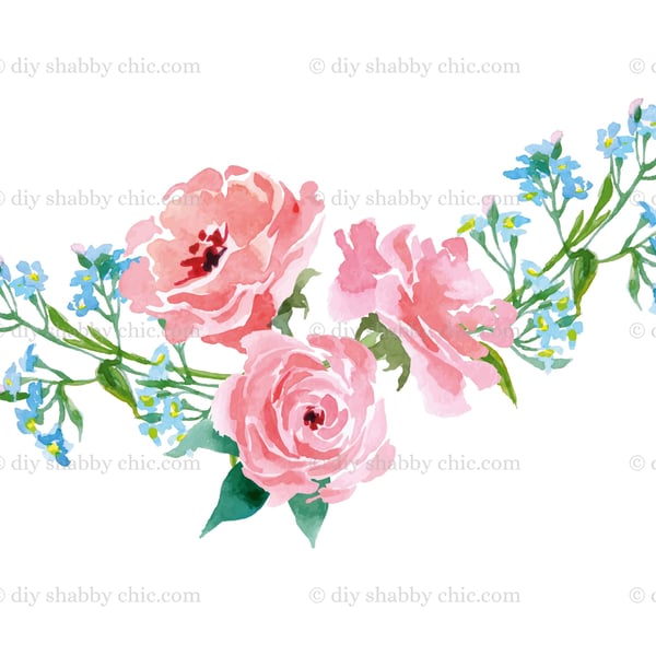 Waterslide Furniture Vintage Image Transfer DIY Shabby Chic Forget Me Not Flower