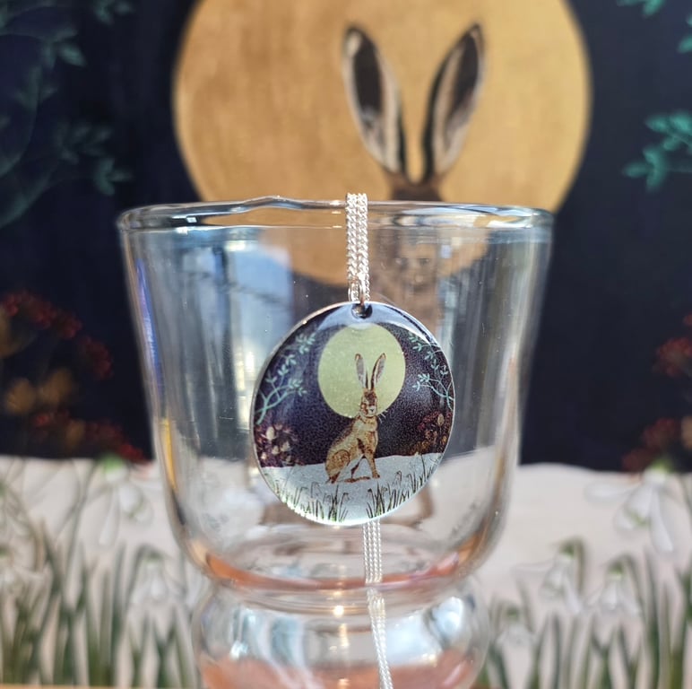 Hare & Snowdrops Pendant 
