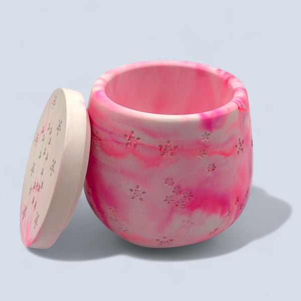 Pink Marble Effect Constellation Jewellery Box - Candle Jar or Trinket Pot 