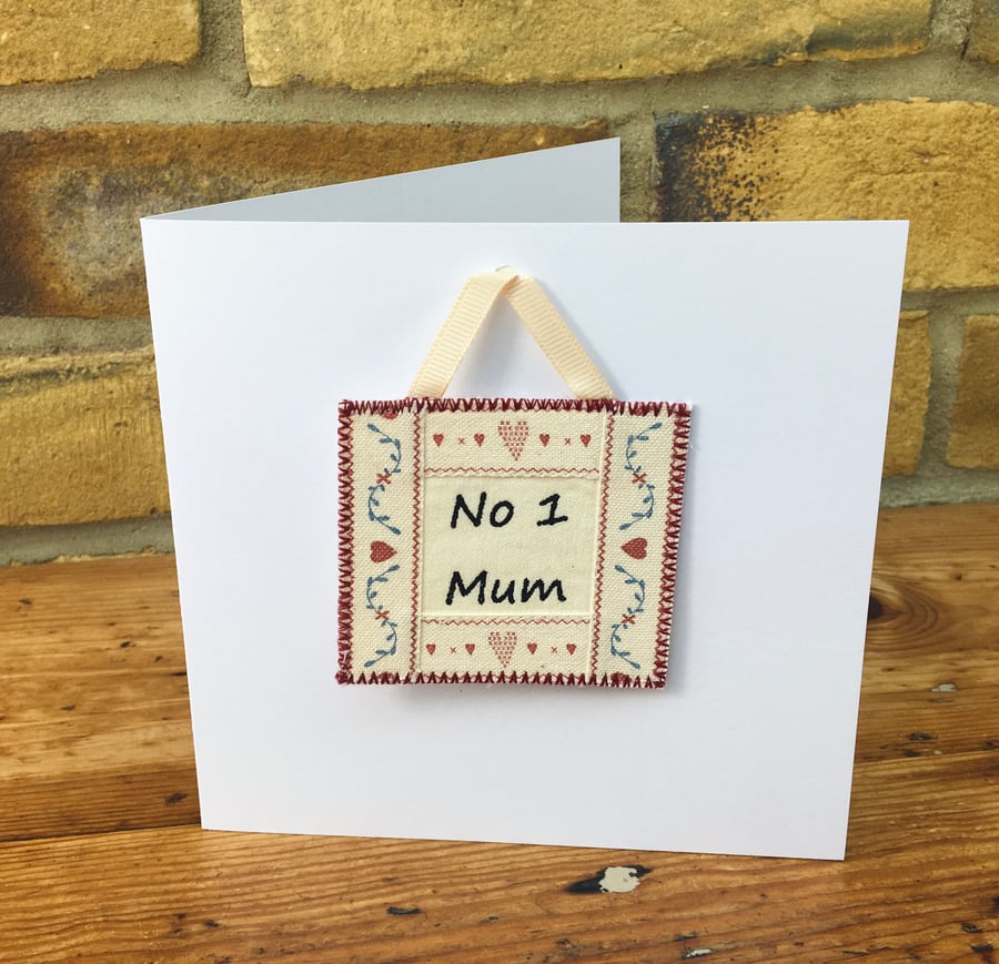 Mum handmade card & gift, Mum Birthday, Mother’s Day, No 1 Mum keepsake hanging