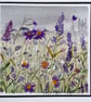 Mini Handpainted Blank Card. Letterbox Gift Purple Flowers - Image 2