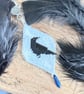 Beadwork crow bag charm 