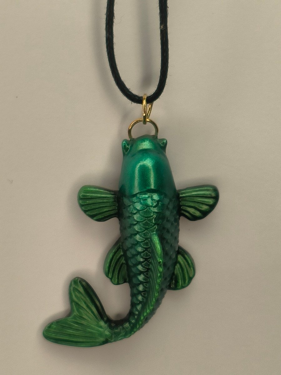 Deep green shades Resin Koi Fish Pendant