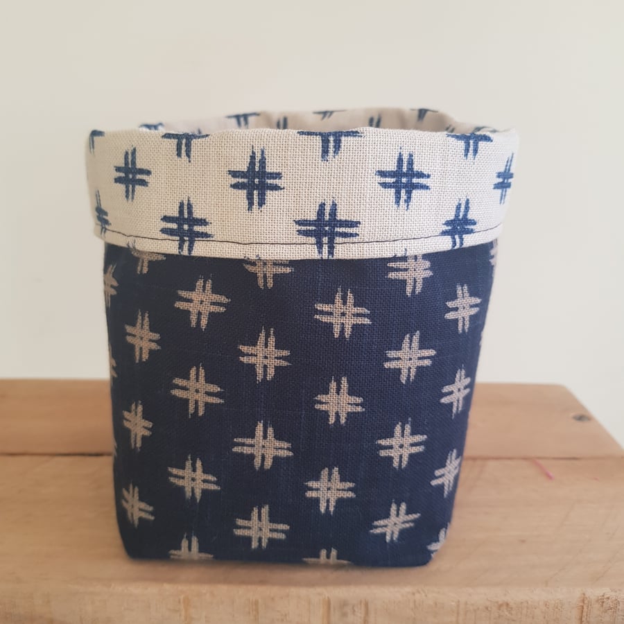 Fabric storage container(small): natural dyed indigo fabrics