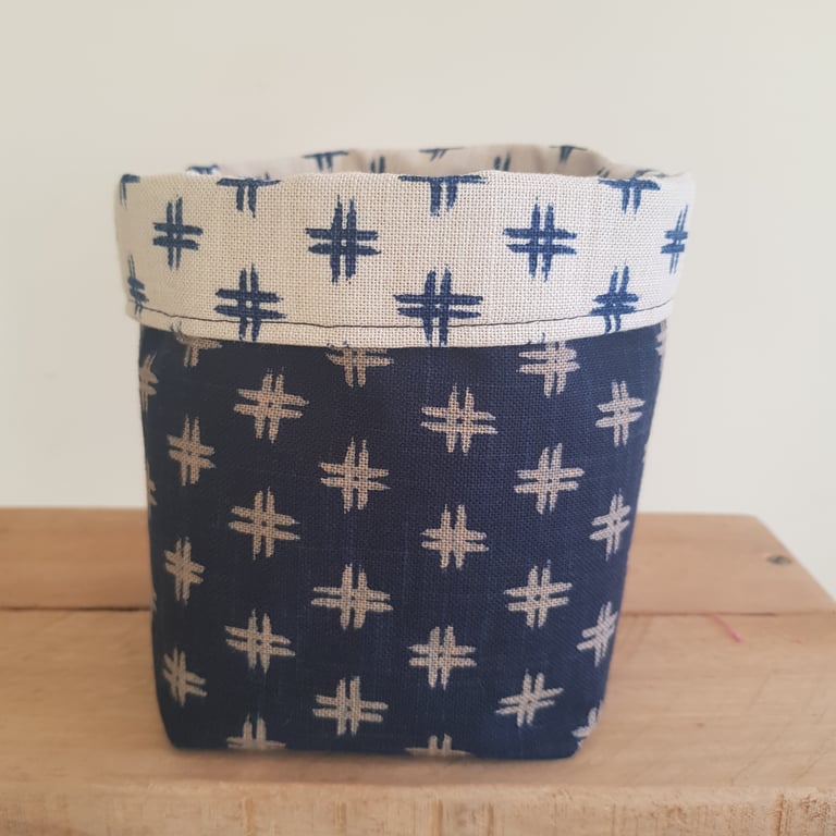 Fabric storage container(small): natural dyed indigo fabrics