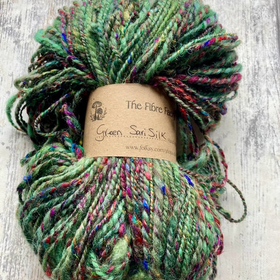 Hand spun art yarn Applelace 95g