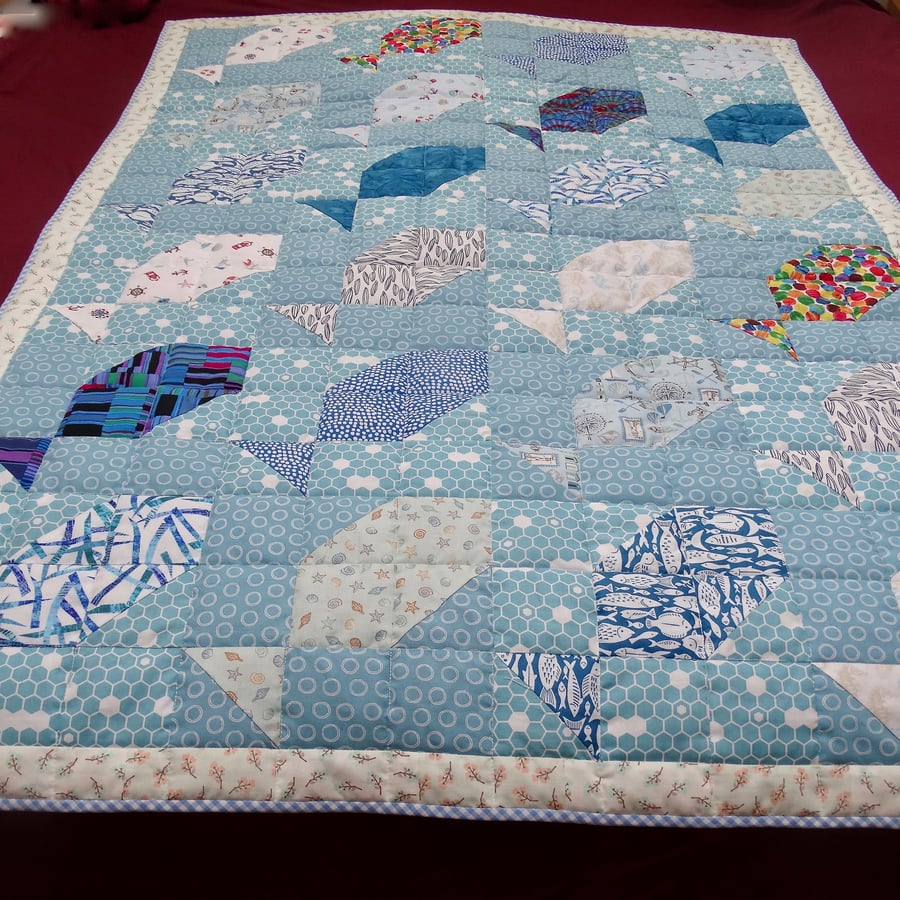 'Fishy' Cot Quilt or Throw