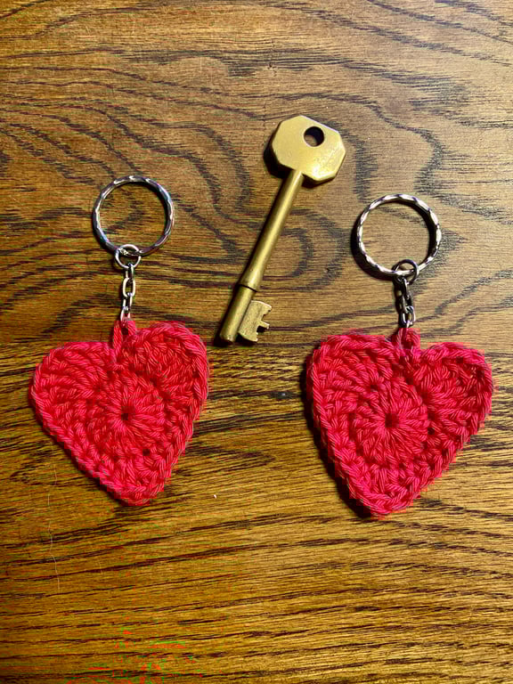 Key To My Heart - Crochet Love Heart Keyring