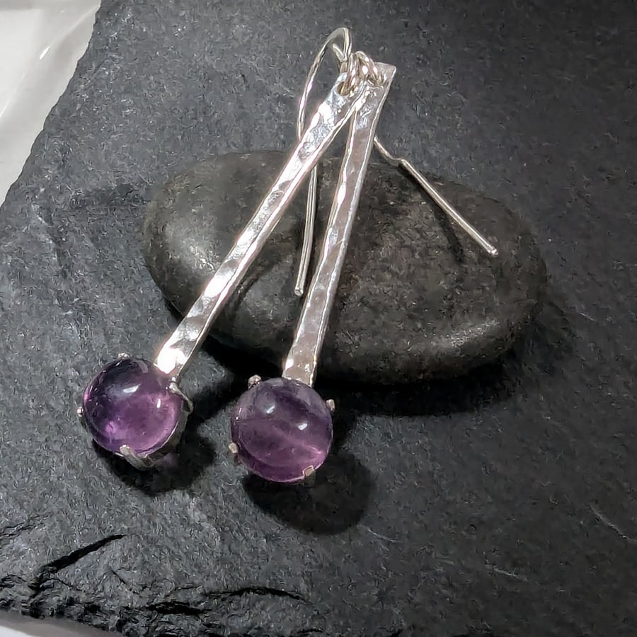SILVER FLUORITE DROP Earrings Sterling Silver Handmade Fluorite Drop Earrings