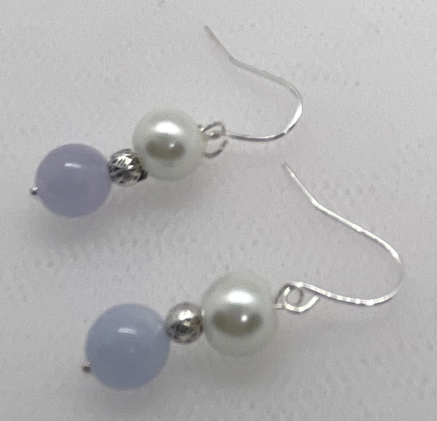 Aquamarine and Pearl Earrings 
