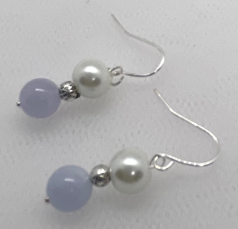 Aquamarine and Pearl Earrings 