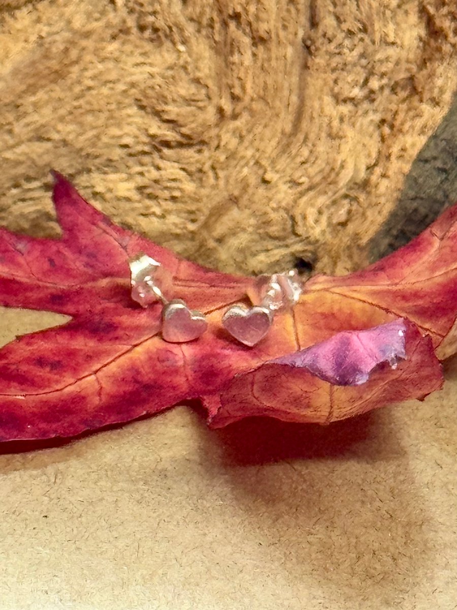 Tiny silver heart stud earrings 