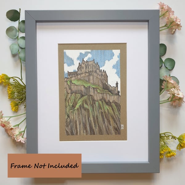 Edinburgh Castle, Scotland - original drawing, landscape art