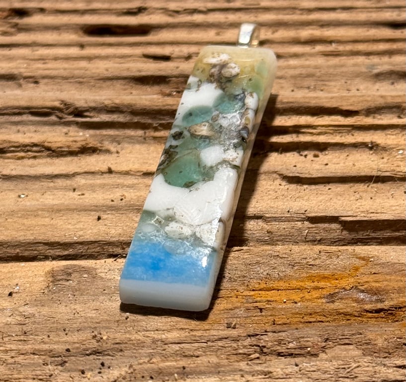 Ocean inspired handmade glass pendant 