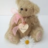 Hand Embroidered Mohair Bear, Collectable Artist Bear, OOAK Handmade Teddy Bear