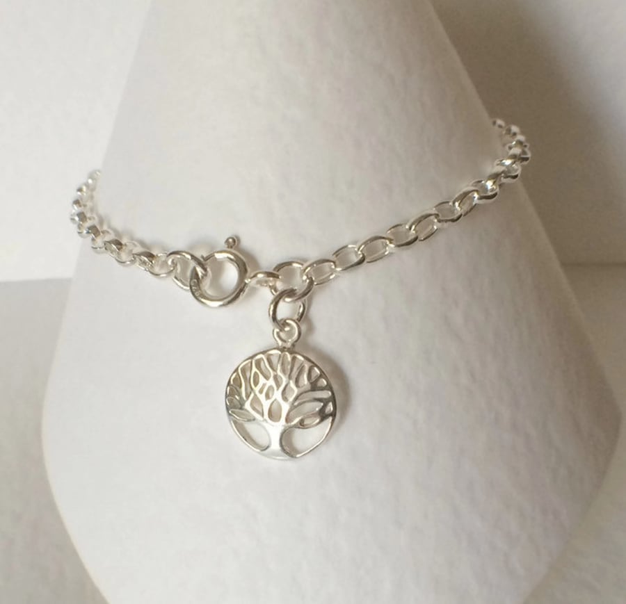 Sterling Silver Tree of Life Charm Bracelet  