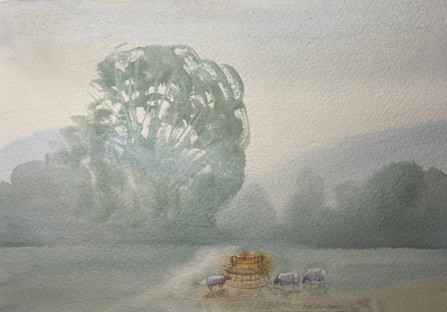 Summer evening sheep (Original Watercolour) 