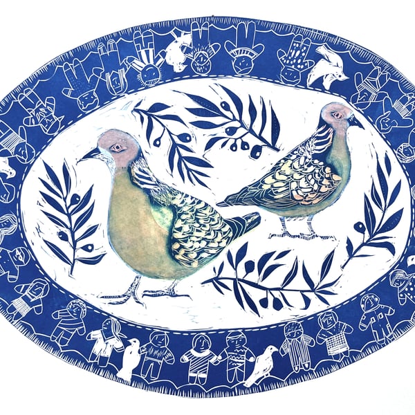 Peace Plate - Lino Cut