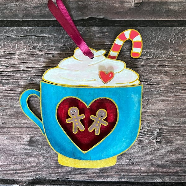 Handpainted Christmas Gingerbread Cup Bauble