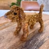 Small curly coat cockapoo, poodle mix type felt dog