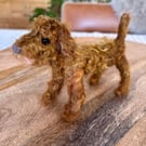 Small curly coat cockapoo, poodle mix type felt dog
