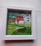 Little white barn, framed embroidered textile collage - Image 6