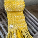 Handspun and woven shades of yellow art scarf