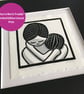 Linocut Print - Handprinted Original - Inner Child - "You're Not In Trouble" - Image 1
