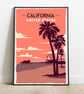 California retro travel poster, California beach travel print, USA travel art - Image 1