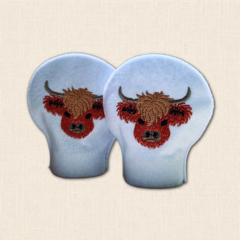 Highland Cow Tealight Covers - Embroidered Felt Candle Decor