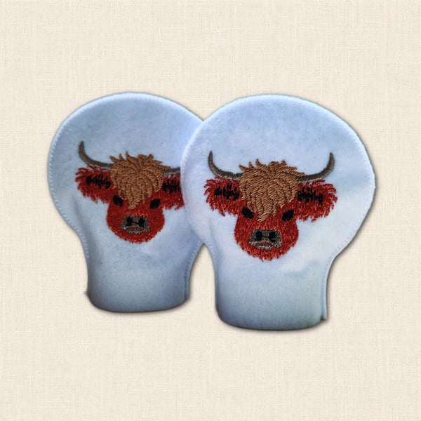 Highland Cow Tealight Covers - Embroidered Felt Candle Decor