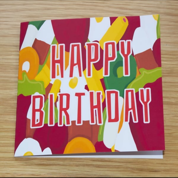 Sweet mix 'happy birthday' card 5 x 5" & envelope