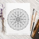 PDF Colouring Page, Mandala 1, Digital Download, A4 and US Letter