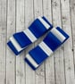 Royal Blue and White 3 inch Straight Bows on Clips (pair) - Image 1