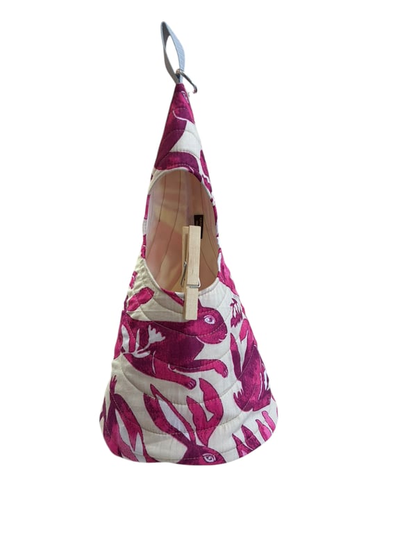 Quilted Handmade Peg Bag featuring Hare