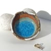  10cm AQUA BLUE Glass Pool - Ceramic pottery Ring dish. UK Wedding Jewellery