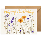 Pressed Flower Print Birthday Card - California Poppy