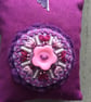 Hand Embroidered Flower Button Lavender Bag - Image 2
