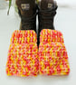 Pink Orange Pink Boot Cuffs, Fruit Salad Crochet Ankle Warmers, One Size. - Image 3