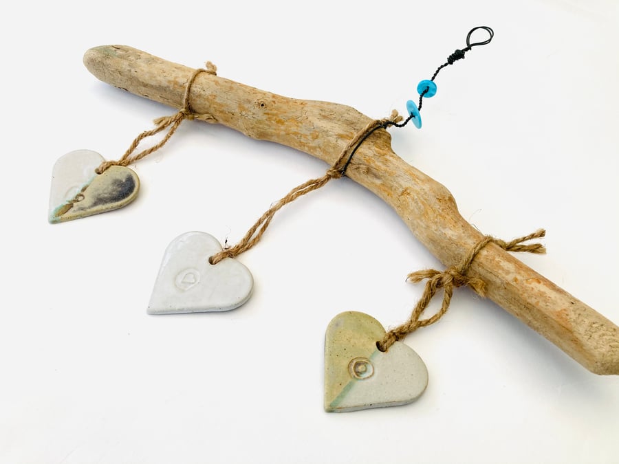 Driftwood, Loveheart hanger, pottery, gift idea, birthday, UK, 