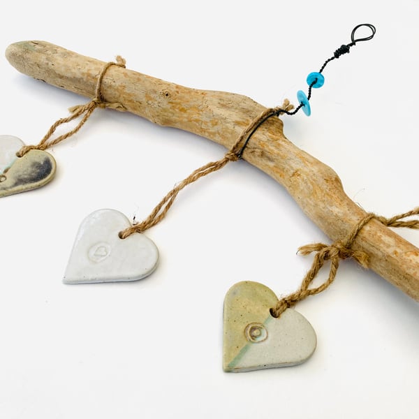 Driftwood, Loveheart hanger, pottery, gift idea, birthday, UK, 