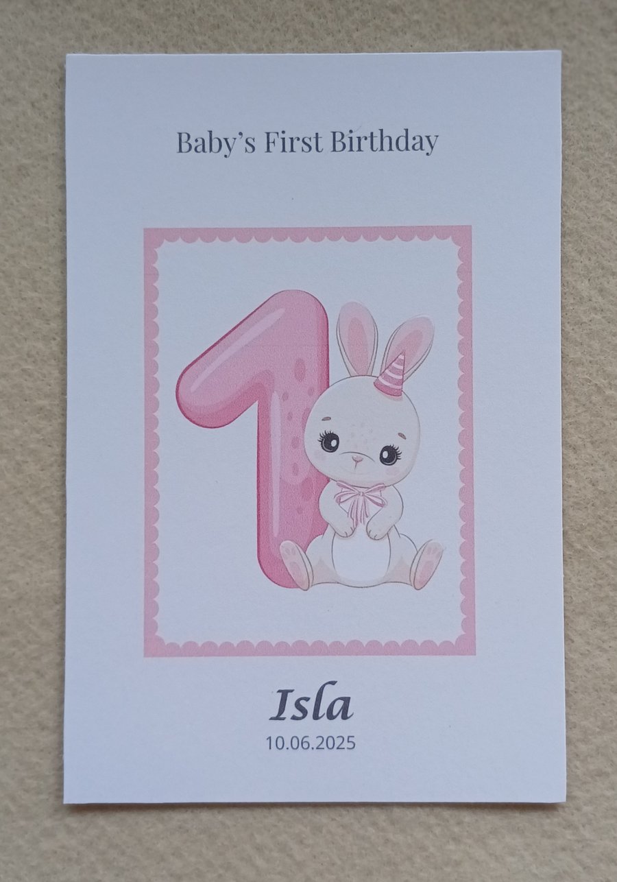 Baby's First Birthday Card - First Birthday Keepsake (Personalised)