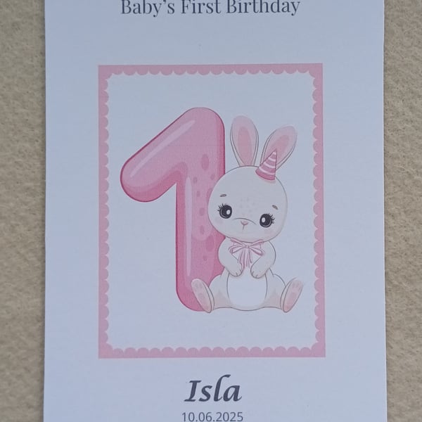 Baby's First Birthday Card - First Birthday Keepsake (Personalised)