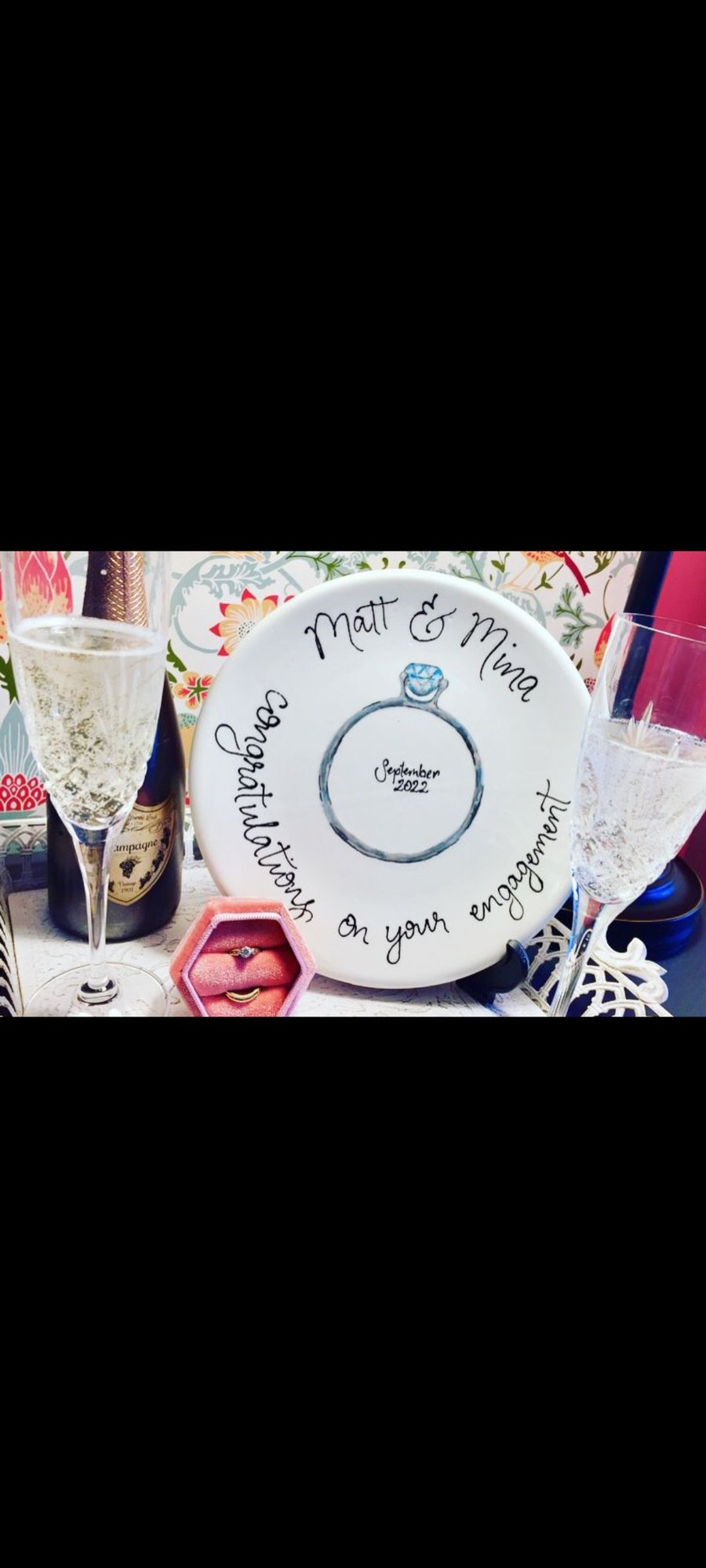 Engagement gift, personalised engagement gift, personalised pottery gift,  plate