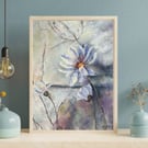Floral Abstract Painting on Canvas Modern Flower Wall Art Impasto Artwork Teen G