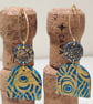 Blue gold peacock arch dangle earrings  - Image 1