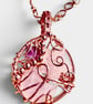 Celestial Pendant Copper Choker Necklace - Rose Quartz & Amethyst, Spiritual - Image 2