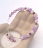 Silver Sliding Adjustable Bracelet with Morganite Beads & Crystals, Gift for Her - Image 1